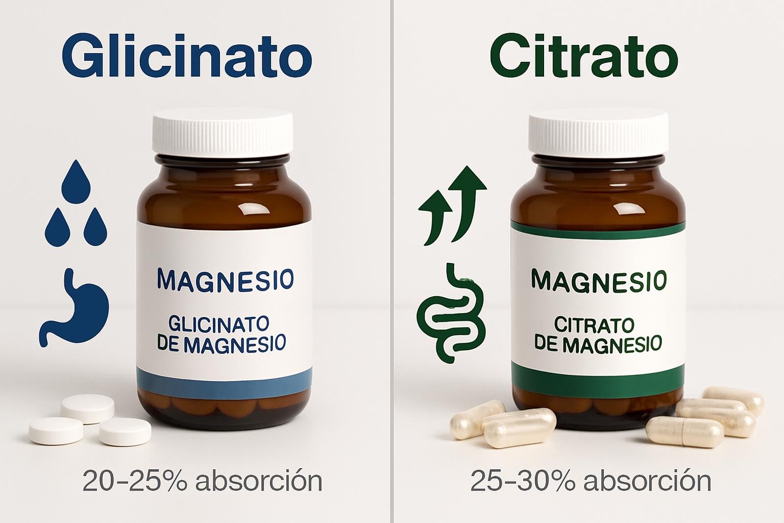 Diferencias clave entre glicinato y citrato de magnesio