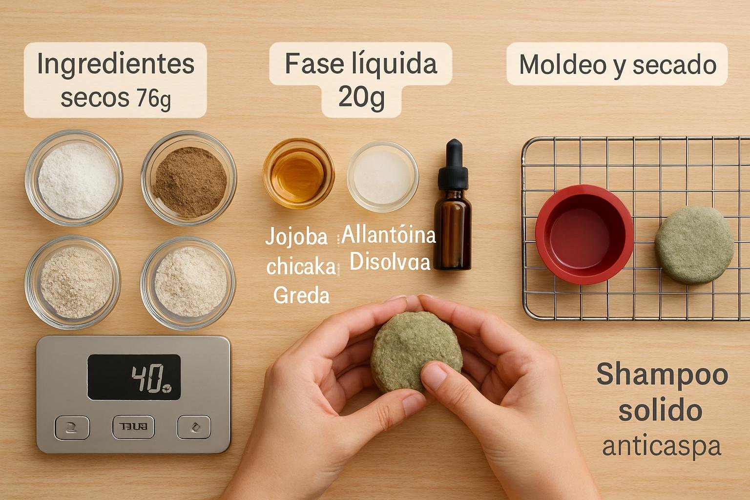 Receta completa del shampoo sólido anticaspa